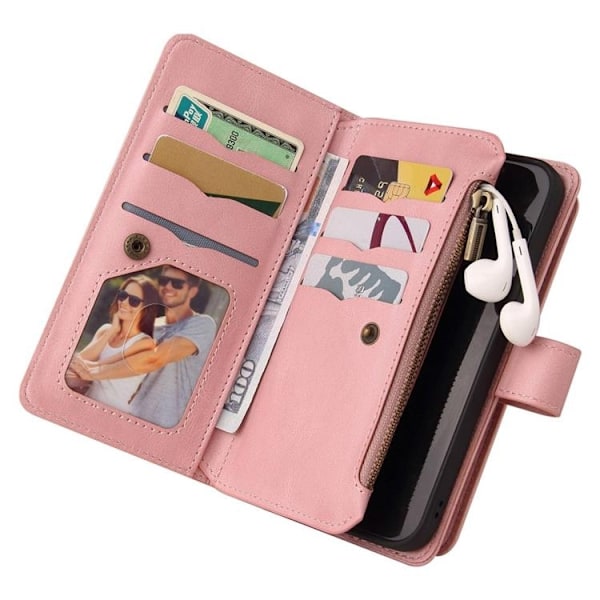 iPhone 14 Pro Max Plånboksfodral KT Zipper - Rosa