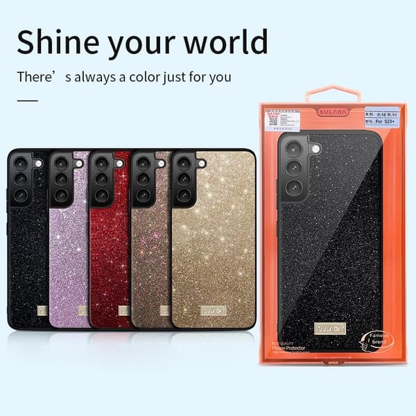 SULADA Mobilskal till Galaxy S25+ PU Läder + PC + TPU Glittrig Guld