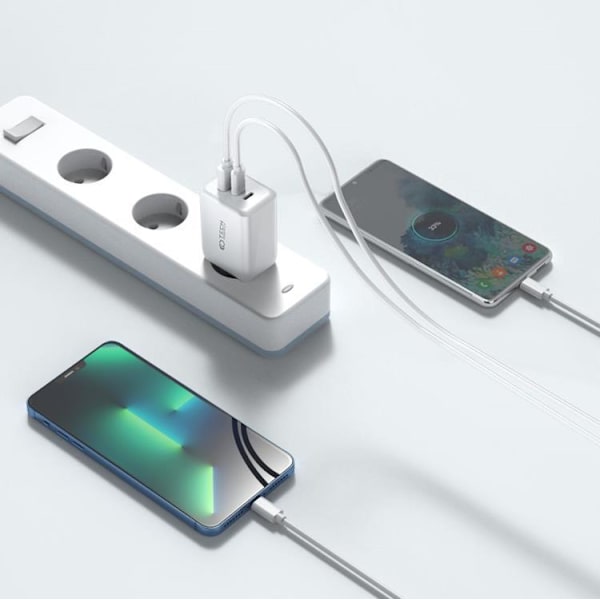 Tech-Protect 3-Port Väggladdare 65W - Svart