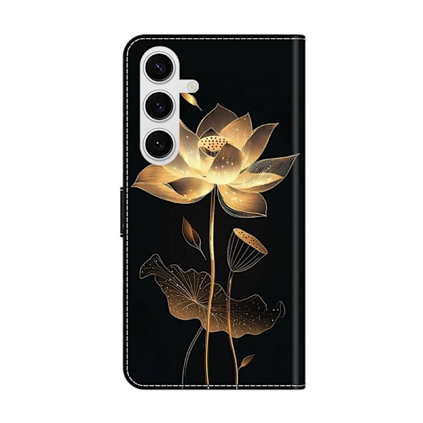 Plånboksfodral för Samsung Galaxy S26 Plus Fällbart Ställ - Guldtrådad Lotus