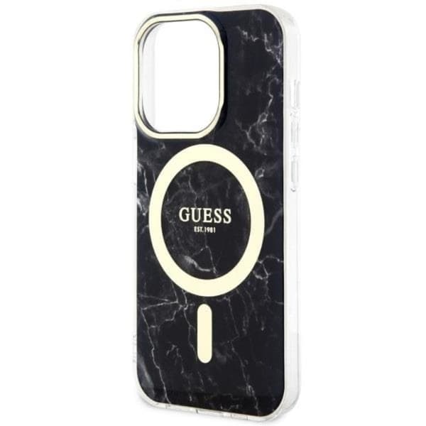 Guess iPhone 14 Pro Max Mobilskal MagSafe Marble - Sort Black