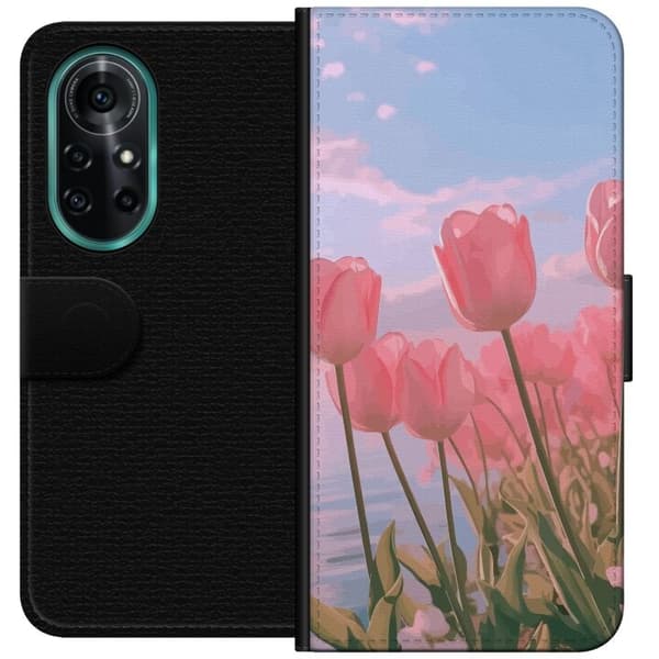 Plånboksfodral till Huawei nova 8 Pro med Rosa Tulpaner