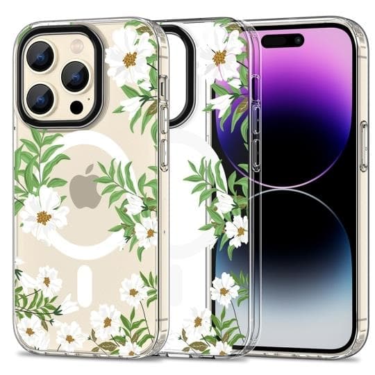 Tech-Protect iPhone 15 Pro -puhelimen kuori Magsafe Mood - Spring Daisy Transparent
