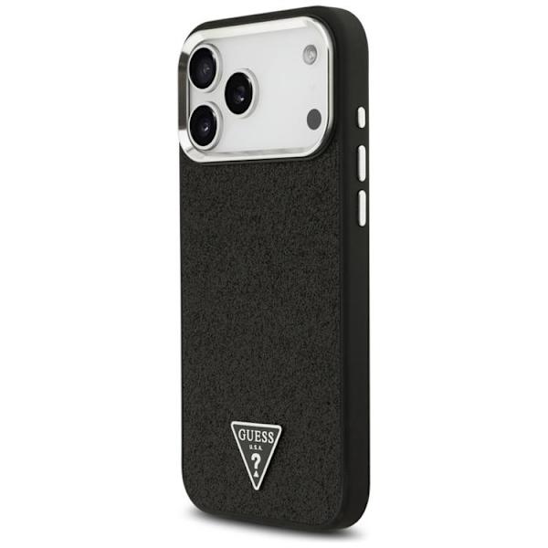 Guess Telefontaske til iPhone 17 Pro Max MagSafe Glitter Triangle Logo - Sort Svart