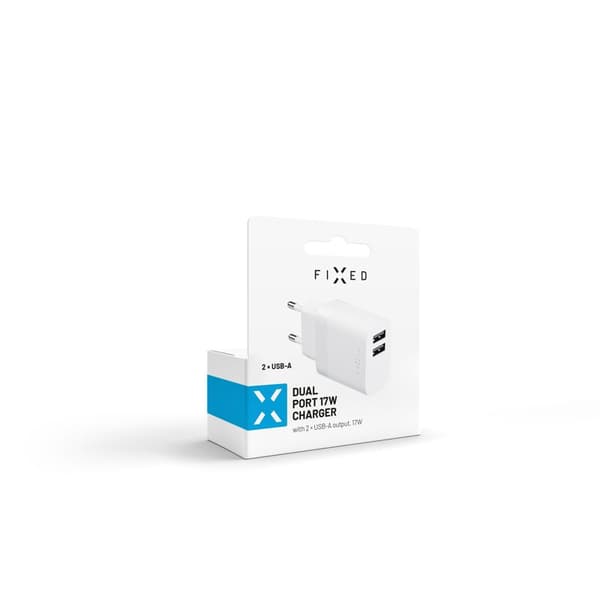 FIXED Hemladdare 2xUSB-A 17W Vit