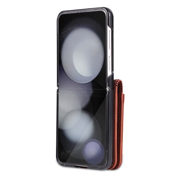 AZNS Samsung Galaxy Z Flip5 Plånboksfodral Konstläder - Brun
