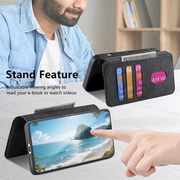 CASENEO För Nothing Phone (3a) Magnetiskt Plånboksfodral Konstläder - Svart