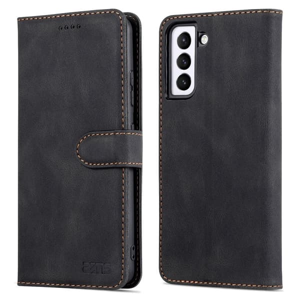 AZNS Stand Samsung Galaxy S22+ Plånboksfodral Konstläder - Svart