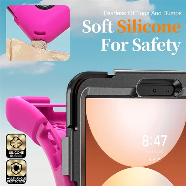 Mobilskal till Galaxy Tab A11 Kickstand Silikon Axelrem Rosa