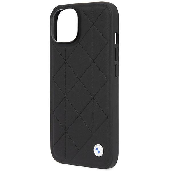 BMW iPhone 14 Mobilskal Läder Quilted - Svart Svart