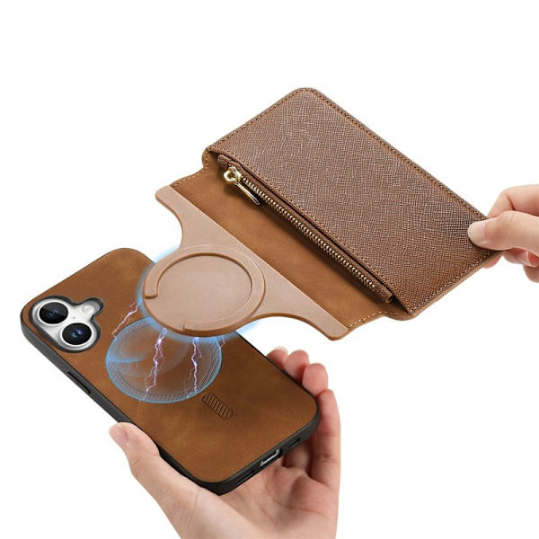 CASENEO iPhone 16 Plus Plånboksfodral Konstläder - Brun