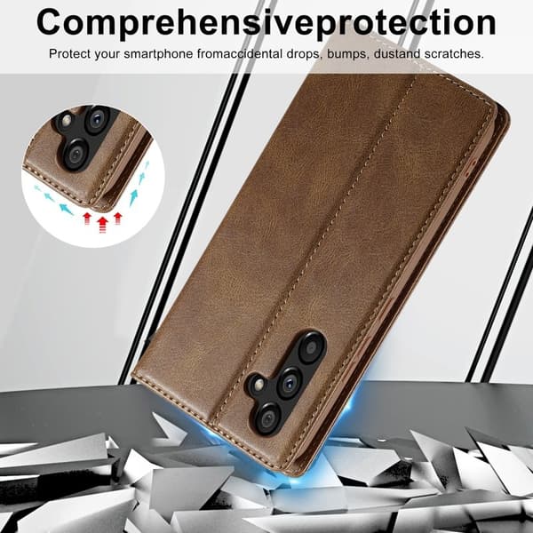 LC.IMEEKE Samsung Galaxy S23 FE Plånboksfodral Konstläder - Brun