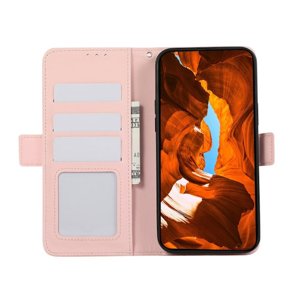 ABEEL iPhone 13 Pro Konstläder Plånboksfodral RFID-Skydd Drop-Proof Rosa
