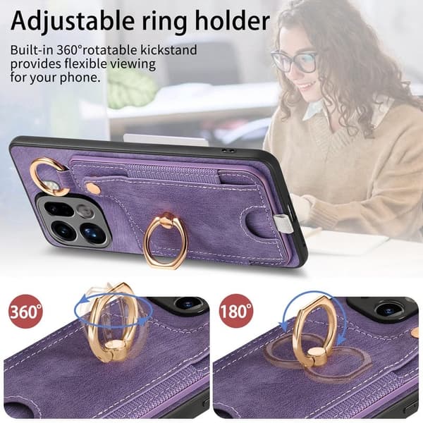 Oppo Find X9 Pro 5G Ring Fodral KonstLäder - Lila
