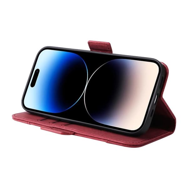 BETOPNICE 001 iPhone 15 Pro Max Plånboksfodral Shockproof Konstläder - Röd