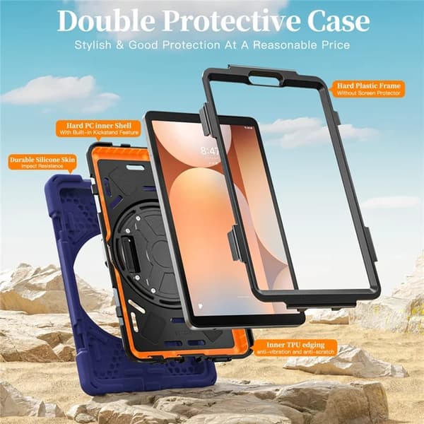 Mobilskal till Galaxy Tab A11 Kickstand Silikon Axelrem Blå