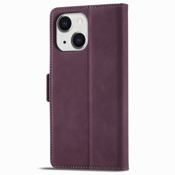 FORWENW F3 Series iPhone 15 Plus Flip Plånboksfodral Konstläder - Vinröd