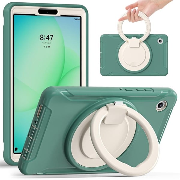 Mobilskal till Galaxy Tab A11 Rotary Kickstand Handle - Emerald Grön Grön