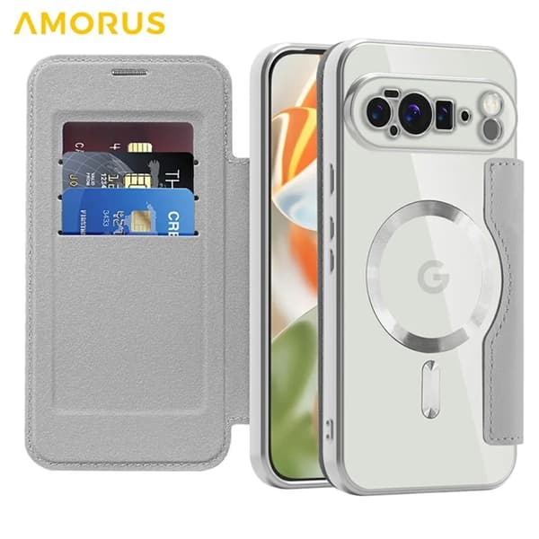AMORUS Google Pixel 10 Pro XL Plånboksfodral Magsafe RFID-Skydd - Titangrå Grå
