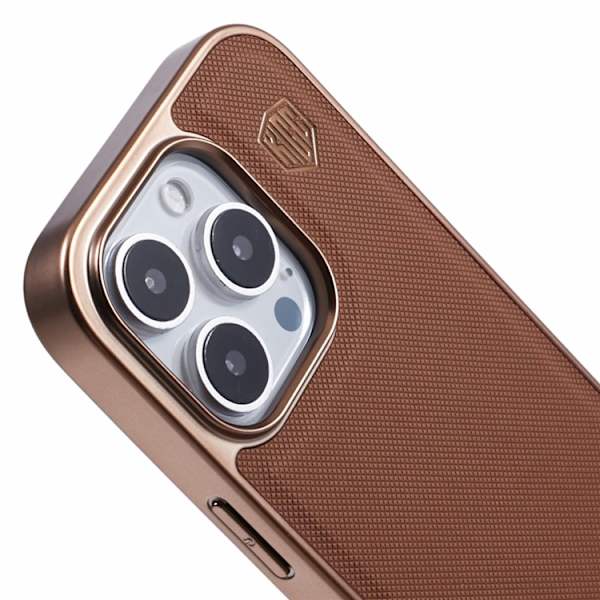 KIGC Mobilskal till iPhone 16 Pro Electroplating PC + TPU + PU - Guld Guld