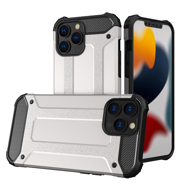 Hybrid Armor Tough Rugged Skal iPhone 13 Pro - Sølv Silver