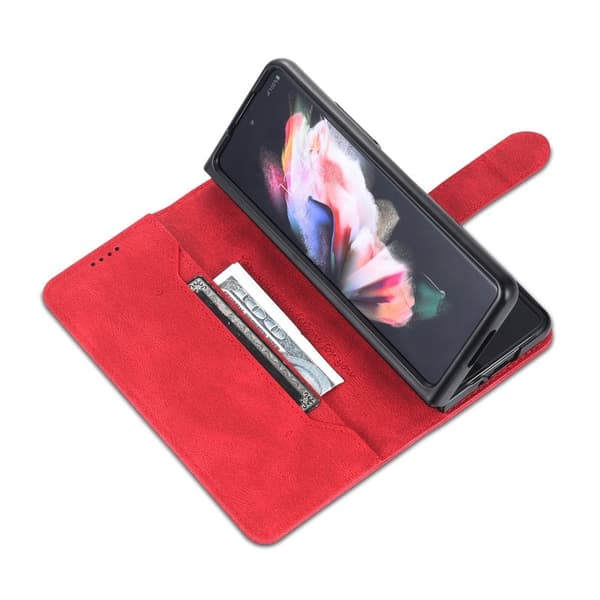 AZNS Samsung Galaxy Z Fold6 5G Plånboksfodral Konstläder - Röd
