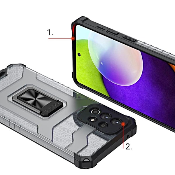 Crystal Ring Kickstand Taske til Galaxy A72 4G - Sort Black