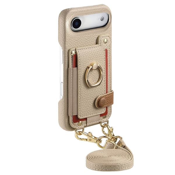 Mobilskal till iPhone Air med Korthållare Ring Kickstand - Khaki Beige