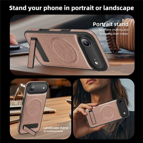 Mobilskal till iPhone Air MagSafe Kickstand Läder - Roséguld Roséguld