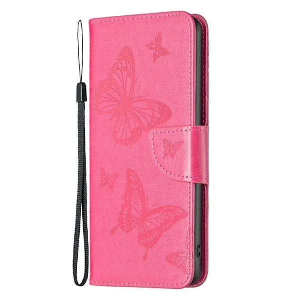 iPhone 14 Pro Plånboksfodral Imprinted Butterfly - Magenta