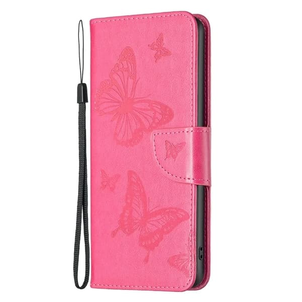 iPhone 14 Pro Plånboksfodral Imprinted Butterfly - Magenta Magenta