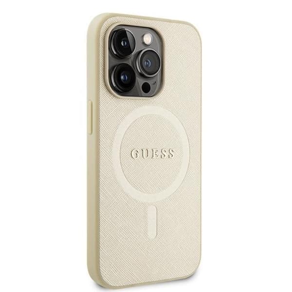 Guess Mobilskal till iPhone 15 Pro Max Magsafe Saffiano - Guld
