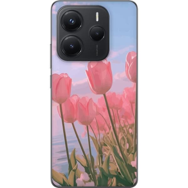 Mobilskal till Xiaomi Redmi Note 14 5G med Rosa Tulpaner