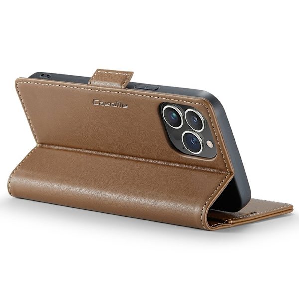 CASEME iPhone 15 Pro Max Plånboksfodral Konstläder RFID-Skydd Brun