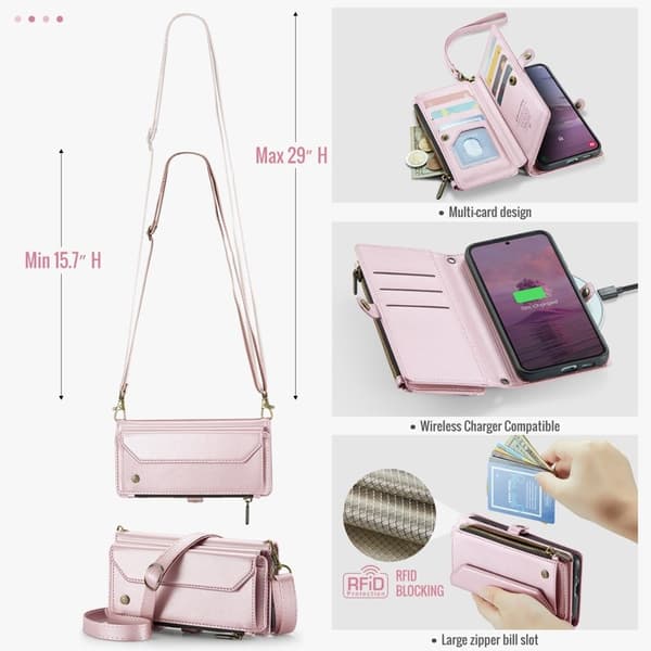 CASEME Plånboksfodral Konstläder för Samsung Galaxy S25 FE - Rosa