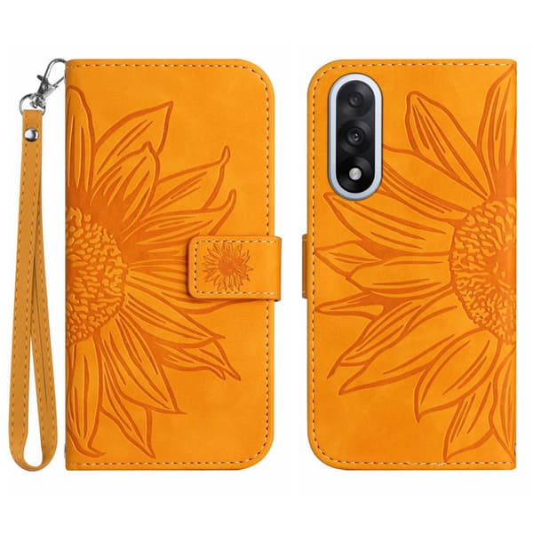 OnePlus Nord 5 Konstläder Plånboksfodral Sunflower Imprint - Gul Gul