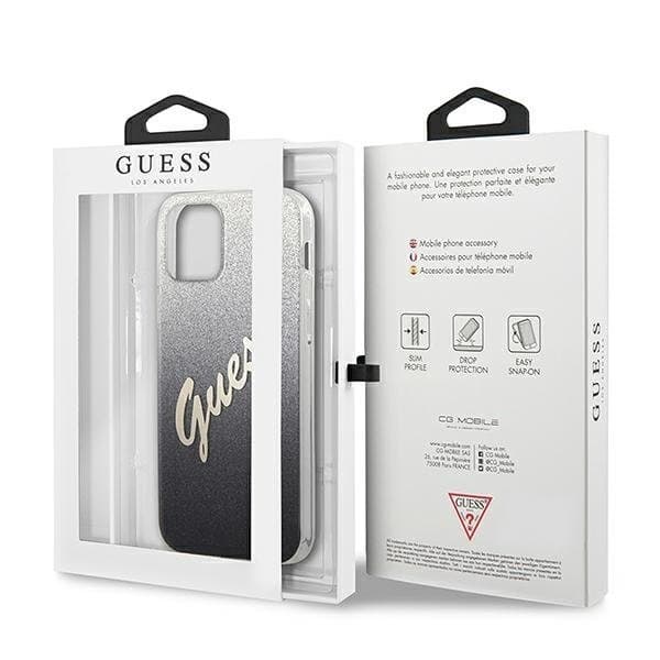 Guess Skal iPhone 12 Mini Glitter Gradient Script - Musta Black