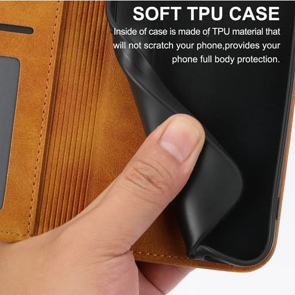 Plånboksfodral för Samsung Galaxy S26 Plus Konstläder med handledsrem - Gul