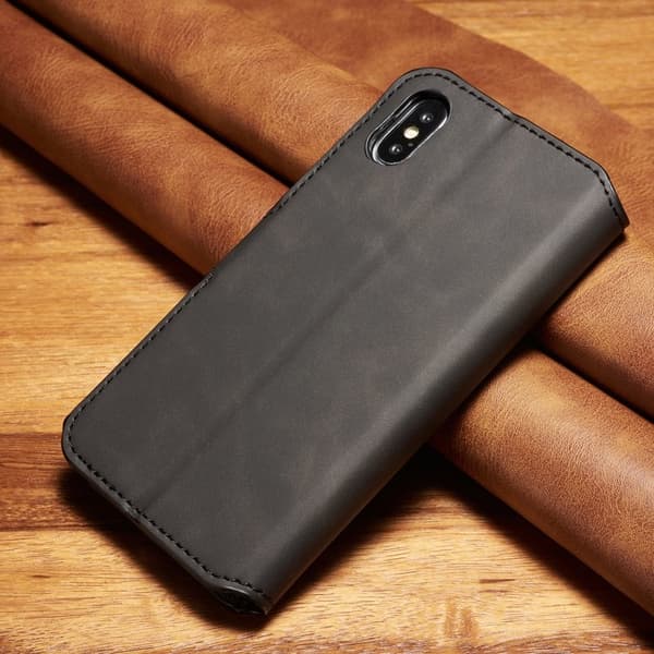 DG.MING Retro Wallet Mobilskal för iPhone XS 5.8 tum - Svart