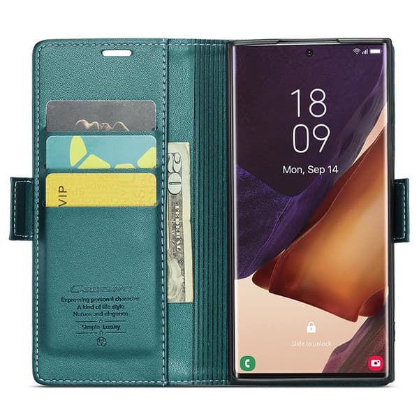 CASEME Plånboksfodral Konstläder för Samsung Galaxy Note20 Ultra - Grön
