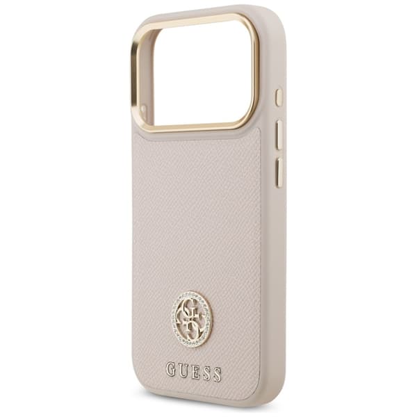 Guess Mobilskal till iPhone 17 Pro Max Magsafe Grained Strass Logo - Rosa Rosa