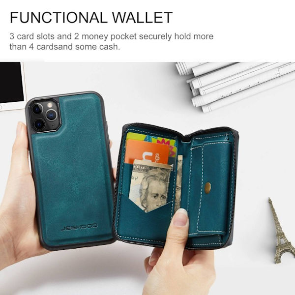 JEEHOOD Mobilskal till iPhone 11 Pro Max Konstläder TPU Blå