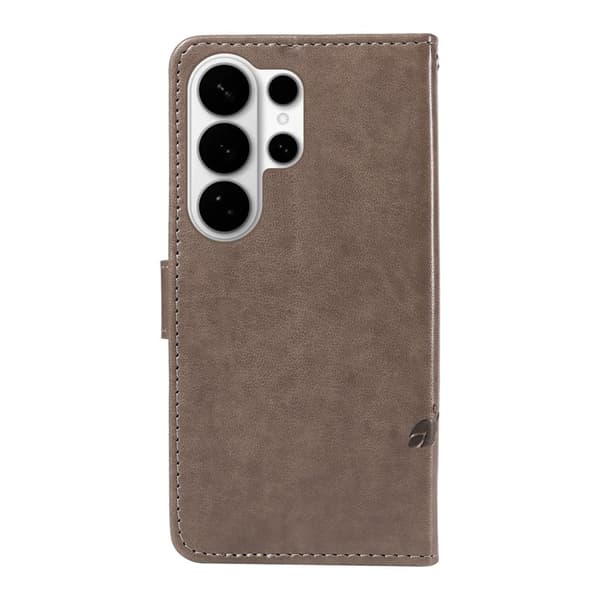 Samsung Galaxy S26 Ultra Plånboksfodral Konstläder Blommönster - Grå