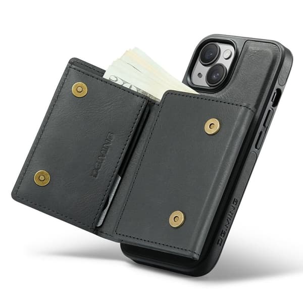 DG.MING M6 Series Mobilskal till iPhone 15 Magnetiskt Plånboksfodral Svart