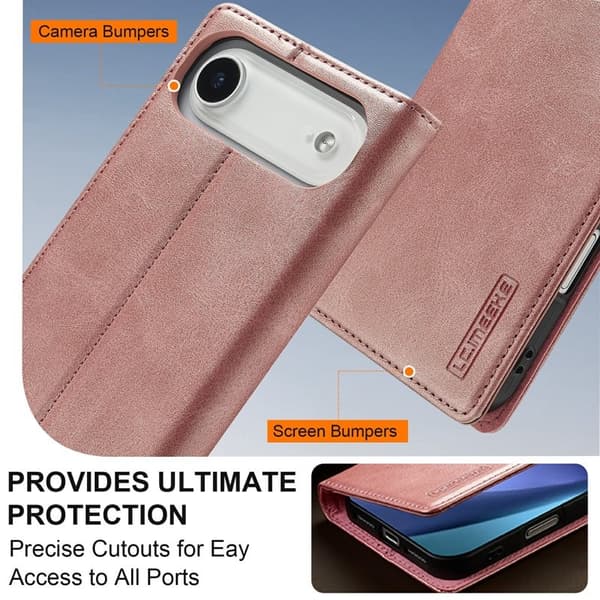 LC.IMEEKE iPhone Air Plånboksfodral Konstläder- Roséguld