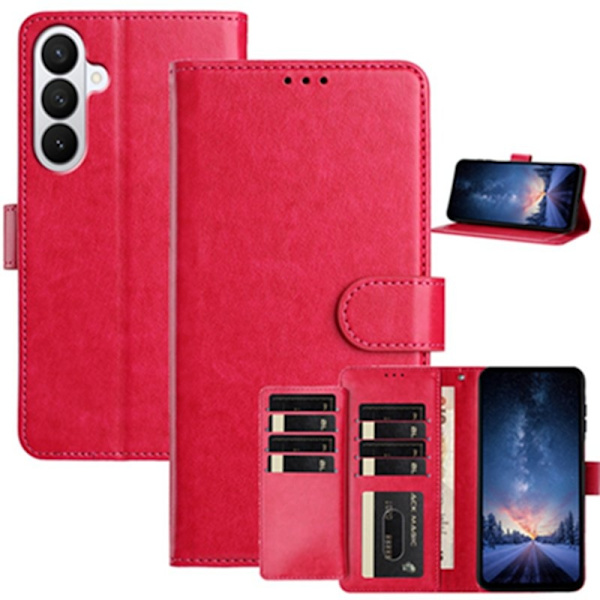 Samsung Galaxy S26 Pro Plånboksfodral Konstläder Folio Ställ - Rosa