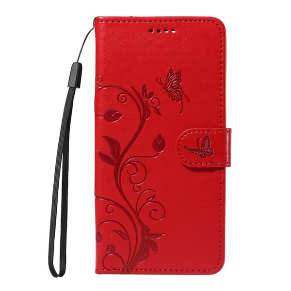 Plånboksfodral för Samsung Galaxy S26 Plus Konstläder Blommönster - Röd