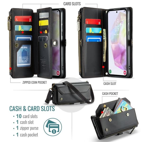 CASEME Plånboksfodral Konstläder för Samsung Galaxy A36 5G - Svart