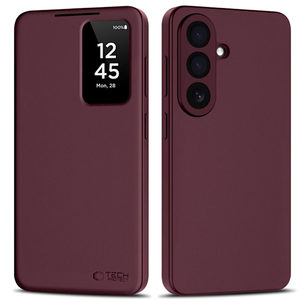 Tech-Protect Plånboksfodral För Galaxy S26 Smart - Mulberry Vinröd