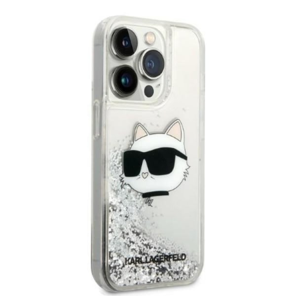 Karl Lagerfeld iPhone 14 Pro Cover Glitter Choupette Head - Sølv